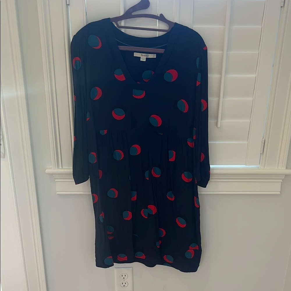 Boden Dress with Red and Blue Pattern